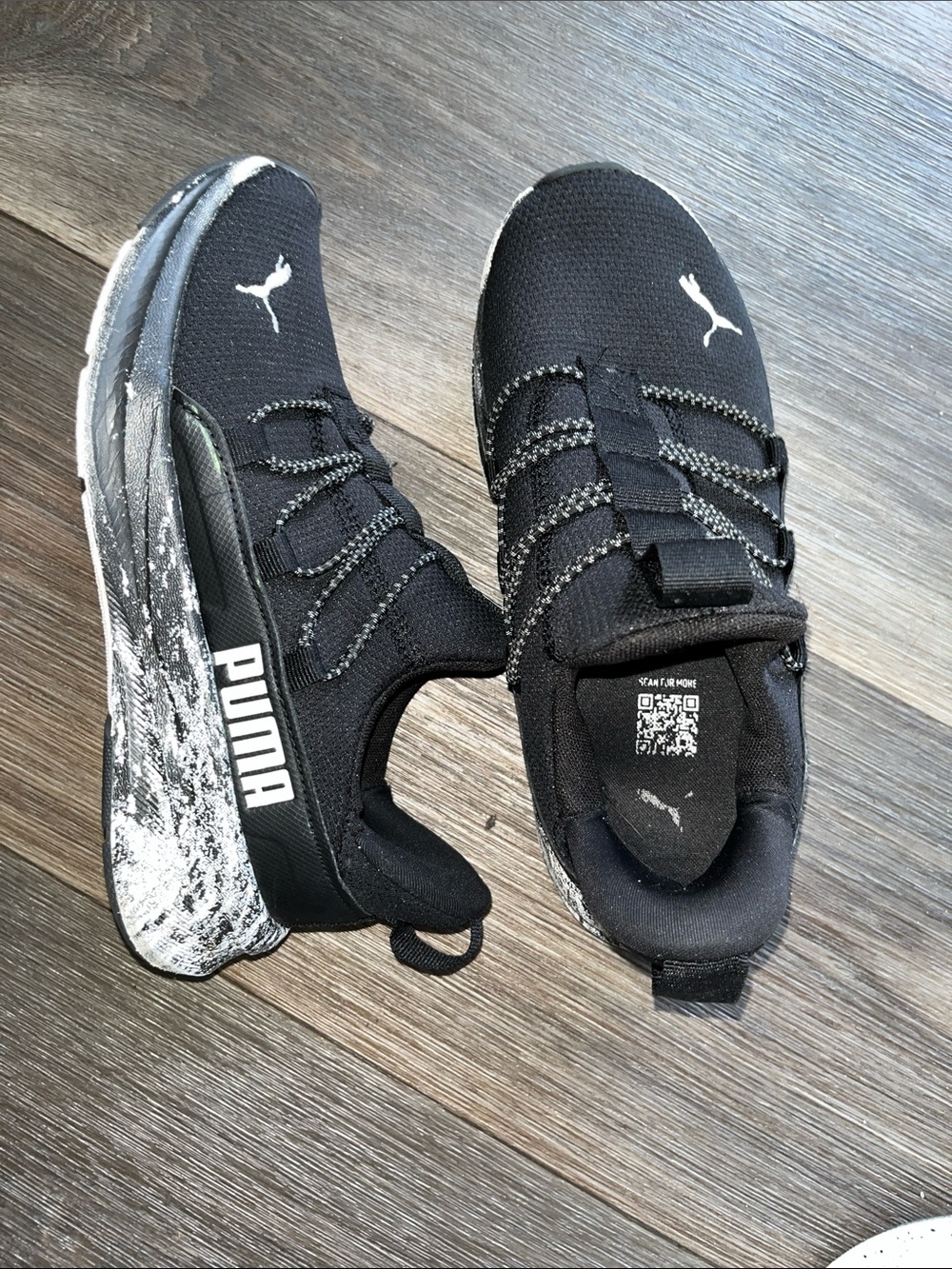 Puma Kids Black and White Athletic Slip-On Sneakers